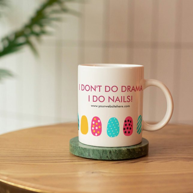 Girly Pink Teal Nail Salon Quote Coffee Mug (Modern Girly Nail Mug)