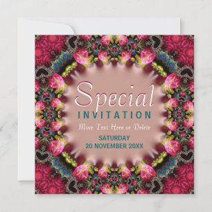 Girly Pink & Teal Roses Special Party  Invitation
