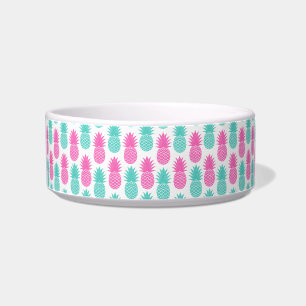 Girly Pink Teal Tropical Pineapple Pattern Bowl