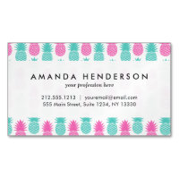 Girly Pink Teal Tropical Pineapple Pattern