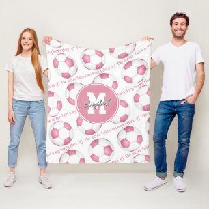 girly pink The soccer field is my happy place Fleece Blanket