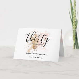 Girly Pink Thirty And Fabulous 30th Birthday   Card