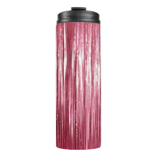 Girly Pink Tinsel Stripes Thermal Tumbler