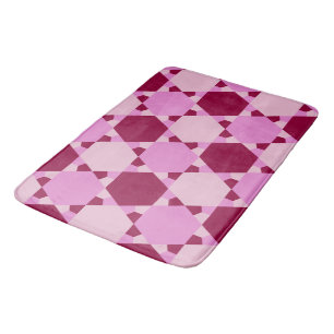 Girly Pink Triangle Optical Illusion Pattern Bath Mat