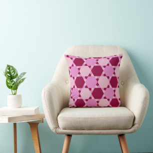Girly Pink Triangle Optical Illusion Pattern Cushion