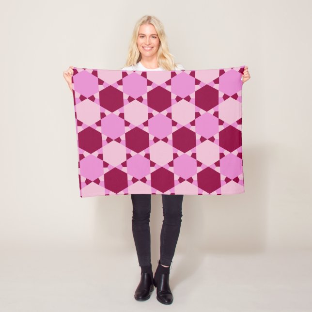 Girly Pink Triangle Optical Illusion Pattern Fleece Blanket (In Situ)