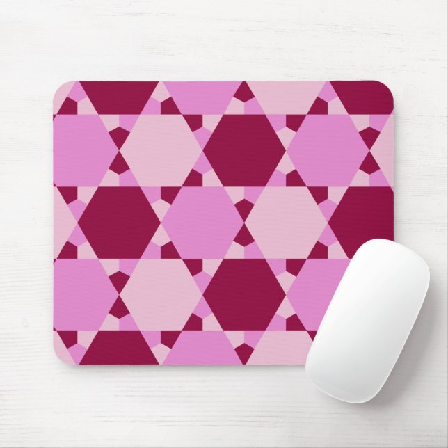 Girly Pink Triangle Optical Illusion Pattern Mouse Mat (With Mouse)