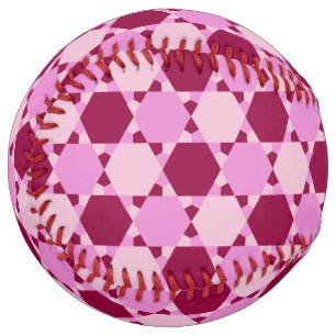 Girly Pink Triangle Optical Illusion Pattern Softball