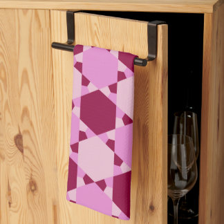 Girly Pink Triangle Optical Illusion Pattern Tea Towel