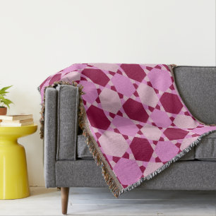 Girly Pink Triangle Optical Illusion Pattern Throw Blanket