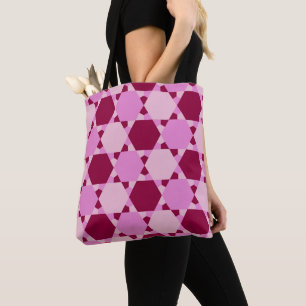 Girly Pink Triangle Optical Illusion Pattern Tote Bag