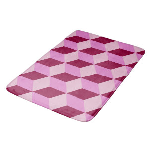 Girly Pink Tumbling Blocks Seamless Pattern Bath Mat