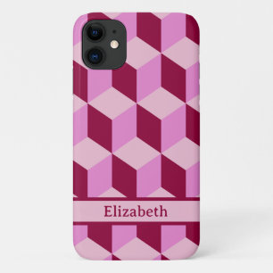 Girly Pink Tumbling Blocks Seamless Pattern Case-M iPhone 11 Case