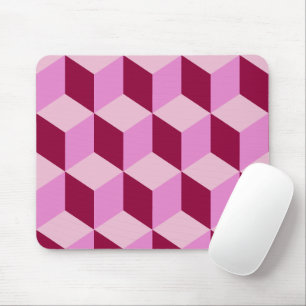 Girly Pink Tumbling Blocks Seamless Pattern Mouse Mat