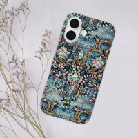 Girly Pink Turquoise Stone Blue Denim