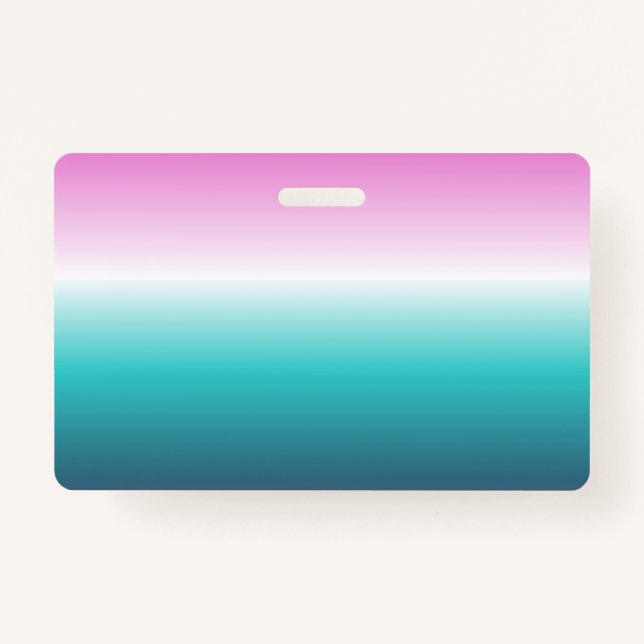 girly pink turquoise teal aqua ombre mermaid ID badge (Front)