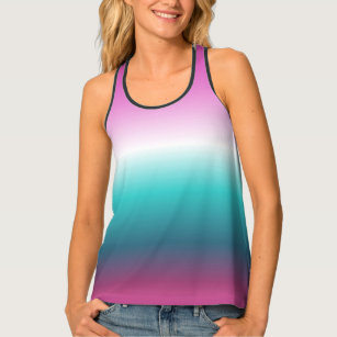 girly pink turquoise teal aqua ombre mermaid tank top