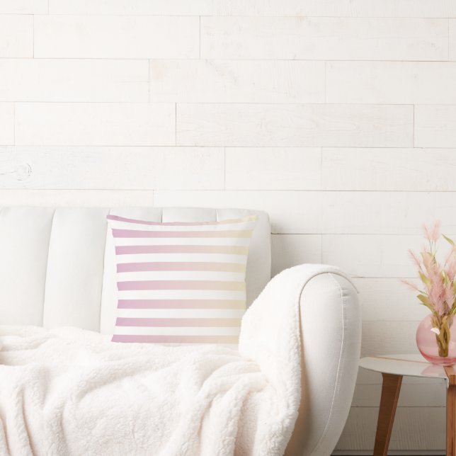 Girly Pink Vanilla Gradient Stripes Cushion (Couch)