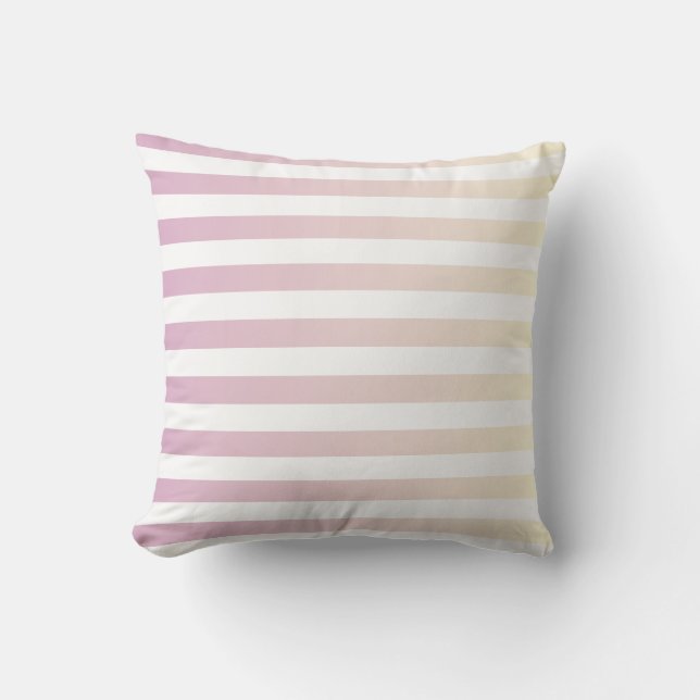 Girly Pink Vanilla Gradient Stripes Cushion (Front)