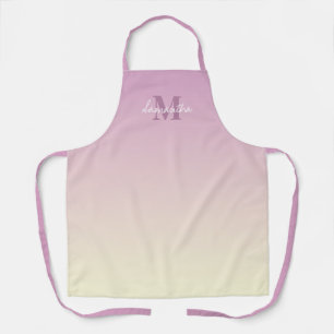Girly Pink Vanilla Ombre Name Monogram Apron