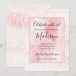 Girly Pink Watercolor Animal Print Invitation