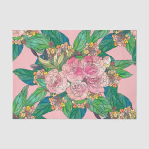 Girly Pink Watercolor Floral Hand Paint Tissue Paper