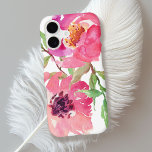 Girly Pink Watercolor Floral Pattern<br><div class="desc">So pretty and feminine,  this vibrant pink watercolor floral pattern features a pair of deep pink flowers with flowing branches that add a touch of green. It adds a trendy and fashionable look to your smart phone and protects it in style.</div>