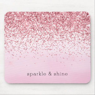 Girly Pink Watercolor Glitzy Sparkle Glitter Mouse Mat