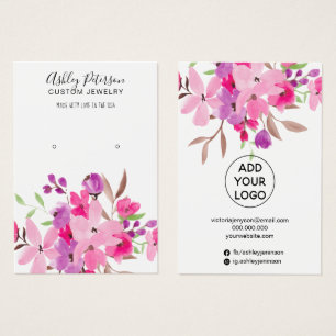 Girly pink watercolor jewelry earring display