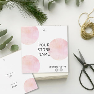 Girly  Pink Watercolor Square Boutique Price Tag