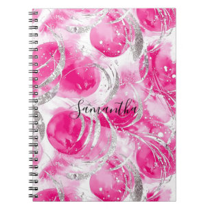 Girly Pink White Abstract Circles Notebook