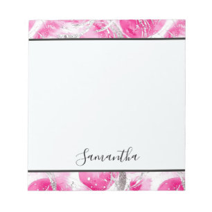Girly Pink White Abstract Circles Notepad