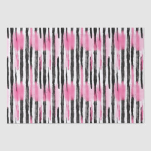 Girly Pink White Black Zebra Stripes Tissue Paper