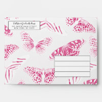 Girly Pink White Butterflies Watercolor Pattern