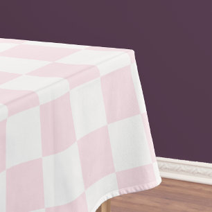 Girly Pink White Chequered Pattern Dining Table Tablecloth