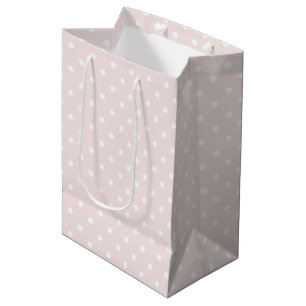 Girly Pink White Dots Birthday Medium Gift Bag