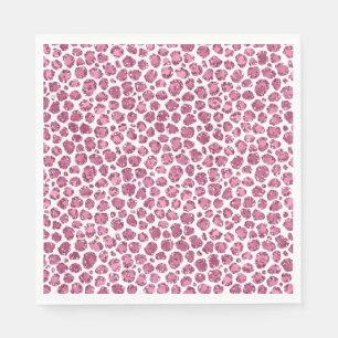 Girly Pink White Glam Glitter Leopard Print Napkin