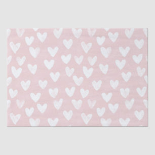 Girly Pink White Hearts Birthday Tissue Paper