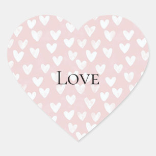 Girly Pink White Hearts   Heart Sticker