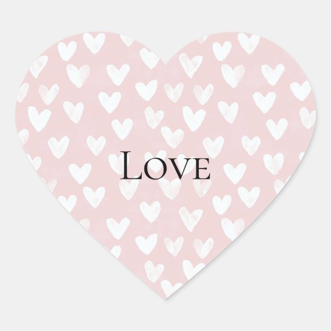 Girly Pink White Hearts   Heart Sticker (Front)