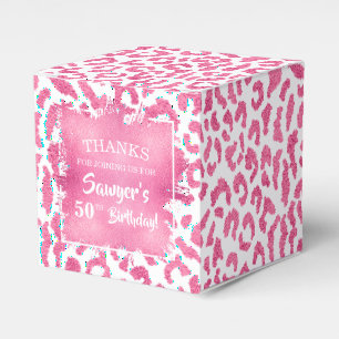 Girly Pink White Leopard Favour Box