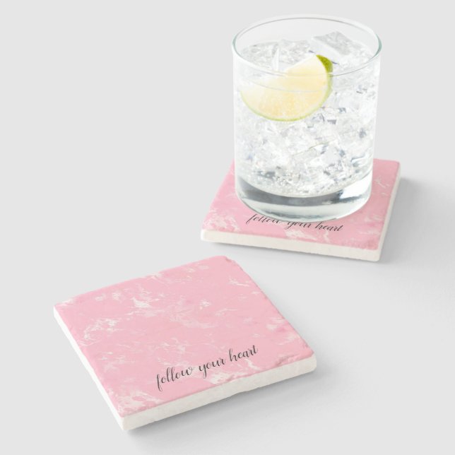Girly Pink White Marble                Stone Coaster (Side)