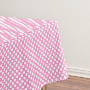 Girly Pink White Polka Dots Birthday Party Tablecloth