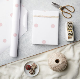 Girly Pink & White Polka Dots Pattern Wrapping Paper
