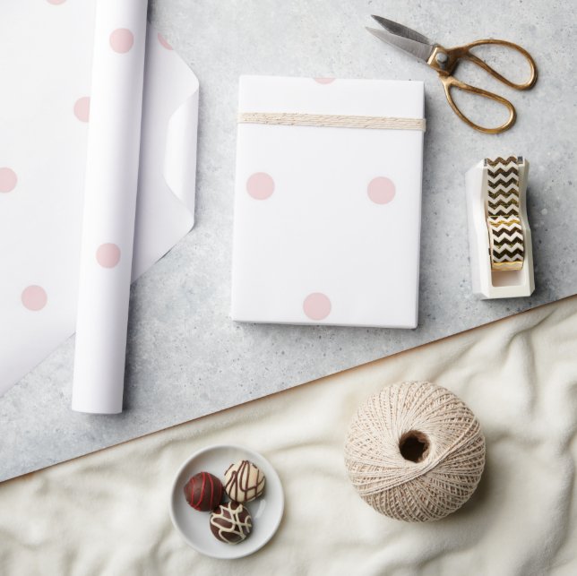 Girly Pink & White Polka Dots Pattern Wrapping Paper (Crafts)
