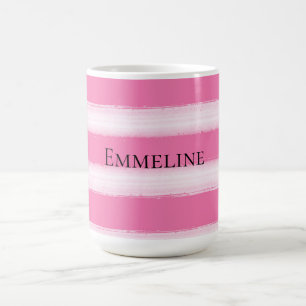 Girly Pink White Stripes Coffee Mug