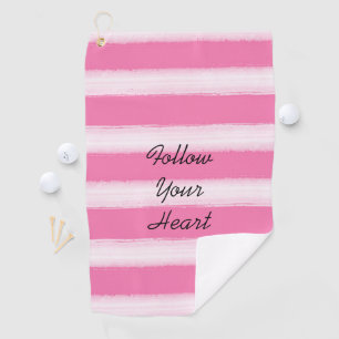 Girly Pink White Stripes  Golf Towel