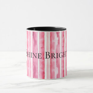 Girly Pink White Stripes Mug