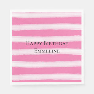 Girly Pink White Stripes Napkin