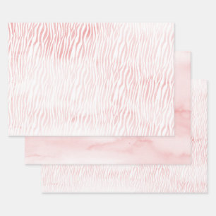Girly Pink White Watercolor Animal Zebra Print Wrapping Paper Sheet